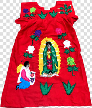 Apparel Dress Mexican Embroided Flowers Virgen De Guadalupe   Day Dress  HD Png Download