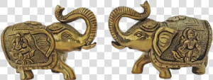 Brass Pair Of Decorative Elephant Statue Set  5 X 4   Statue  HD Png Download