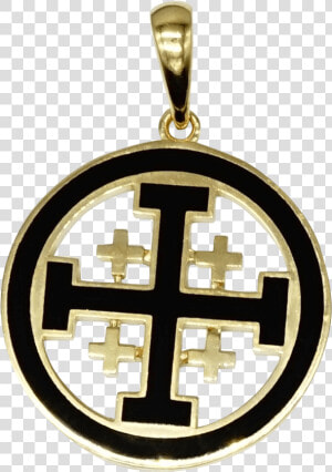 14k Gold Jerusalem Cross Pendant With Black Enamel   Jerusalem Cross Pendant  HD Png Download