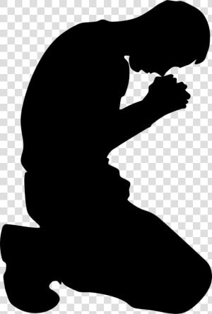 Praying Hands Kneeling Silhouette Clip Art   Man Praying Clip Art  HD Png Download