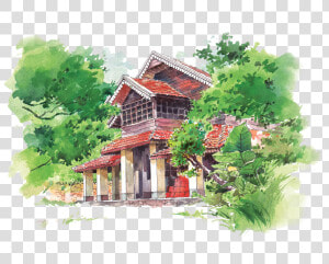 Watercolor Of A Bungalow  HD Png Download