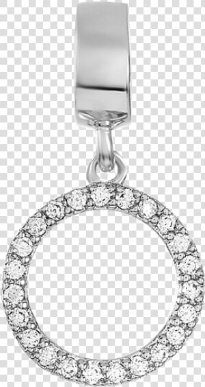 Silver Open Circle Charm With A Circular Row Of Clear   Guitar Rosette Design  HD Png Download