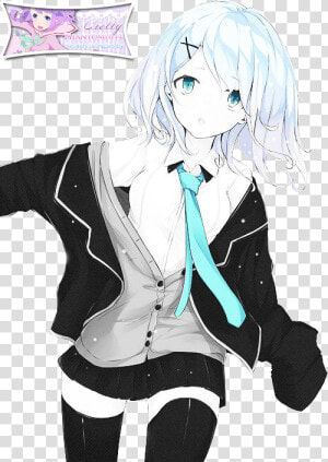 Blue Hair Anime Girl Png   Anime Girl With Light Blue Hair  Transparent Png