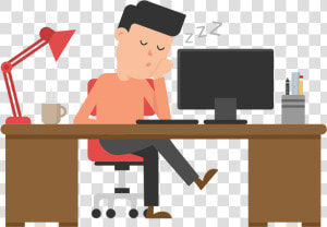 Cartoon Picture Of Man Sleeping At Desk Cartoon Free   Man With Computer Gif  HD Png Download