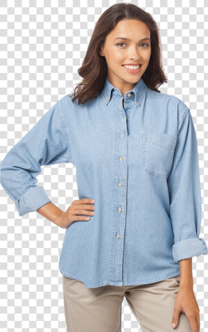 Ladies Long Sleeve Premium Denim   Pocket  HD Png Download