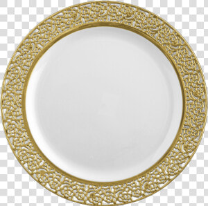 White Plates With Silver Trim   White Silver Plastic Plates  HD Png Download