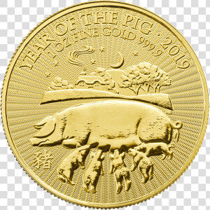 Lunar 2019 Year Of The Pig 1 Oz Gold Coin Src Https   Gold Coin Year Of The Pig 1 Oz 2019  HD Png Download