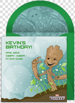 Gotg Baby Groot Online Invitation   Baby Groot Birthday Invitation  HD Png Download