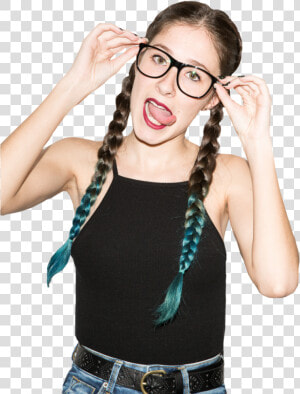 Fashionable Eyewear Frames   Girl With Glasses And Braids  HD Png Download