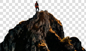 A Young Man Reaching The Top Of The Mountain  Symbolising   Man On Mountain Transparent  HD Png Download