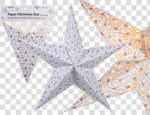 White Paper Christmas Star With Silver Coloured Star   White Christmas Star Paper  HD Png Download