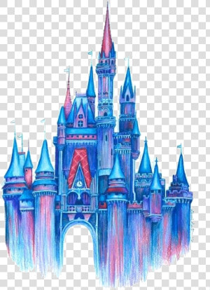 Disney Castle Art Magic In The Air Print Colorful Drawing   Drawing Disney Castle  HD Png Download