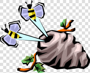 Vector Illustration Of Worker Bee Bumblebees Or Honeybees   Portable Network Graphics  HD Png Download