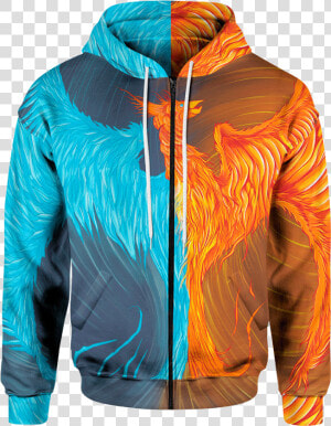 Zip Hoodie S Fire  amp  Ice Phoenix Zip Hoodie Phoenix   Hoodie  HD Png Download