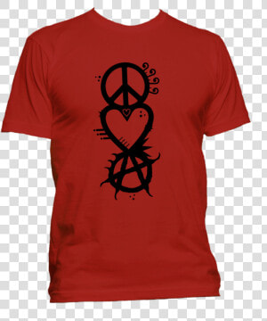 Peace Love Anarchy 2 Mockup Mens Red   Family Tshirt For 50th Birthday  HD Png Download