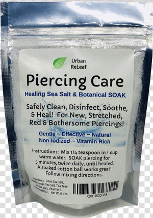 Urban Releaf Piercing Care 6 Oz Bag   Packaging And Labeling  HD Png Download