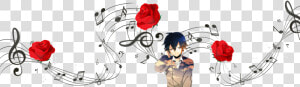 Boy With Music Above Him And Roses   Rock Star Drawing Black And White  HD Png Download