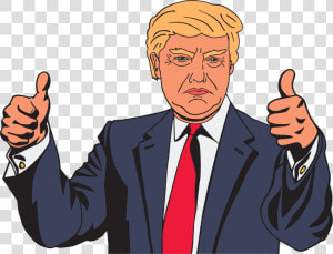 Cartoon  Celebrity  Comic  Donald Trump  Male  Man   Trump Thumbs Up Clipart  HD Png Download