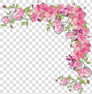  ftestickers  border  corner  vine  roses  pink   Transparent Pink Flower Border  HD Png Download