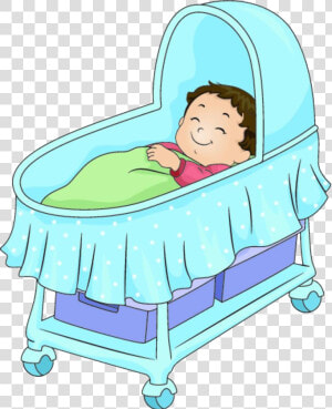 Bed Cartoon Illustration A In Pram   Baby In Bed Cartoon  HD Png Download