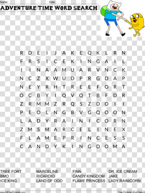 Adventure Time Word Search Main Image   Time Word Search Printable  HD Png Download