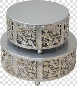 2 Tier Silver Cake Stand For Wedding Cake   Coffee Table  HD Png Download