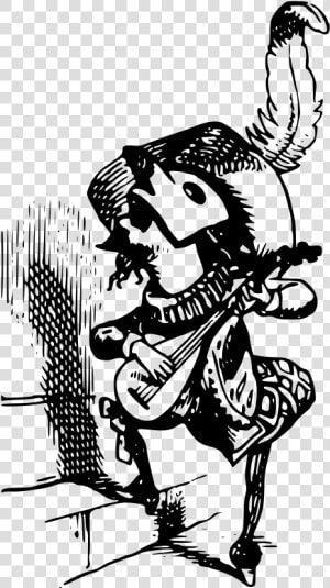 A Masqued Bard Playing Music   Bard Black And White  HD Png Download