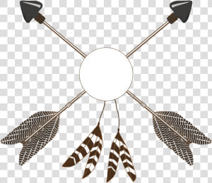 Crossed Tribal Arrows With Feathers   Crossed Arrows Clip Art  HD Png Download