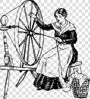 Spinning Wheel 2 Clip Arts   Woman Using Spinning Wheel  HD Png Download