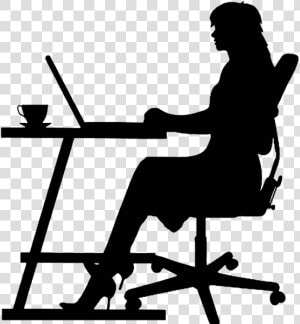 Administrative Professionals Week   Person Sitting At Desk Silhouette  HD Png Download