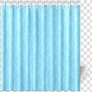 Doodle Leaf Pattern Bright Blue  amp  White Shower Curtain   Window Valance  HD Png Download