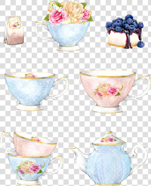 Decorative Coffee Cup Porcelain Vase Watercolor Vector   Cup  HD Png Download