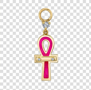 Diamond And Pink Enamel Ankh Hoop Earring Charm   Keychain  HD Png Download