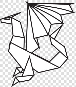 Dragon Paper Black White Line Art Hunky Dory Svg Colouringbook   Origami Paper Dragon Drawing  HD Png Download