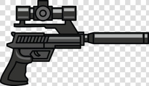 Gun Snipers Pencil And   Pistol With Silencer And Scope  HD Png Download