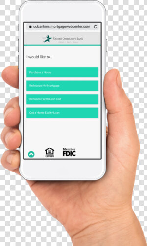 Hand Holding Phone With Mobile Mortgage App On The   Equal Housing Lender  HD Png Download