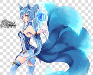 Nine Tailed Anime Girl  HD Png Download