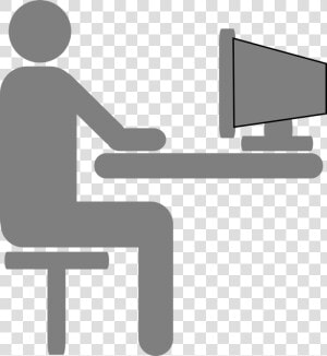 Person At Desk Png  user Desk Grey Screen Work Png   Person Sitting At Computer Clipart  Transparent Png