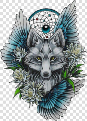 Wolf With Flowers Tattoo  Hd Png Download   Tattoo Artist Sketch  Transparent Png