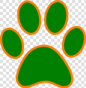 Cougar Paw Print   Green And Orange Paw Print  HD Png Download