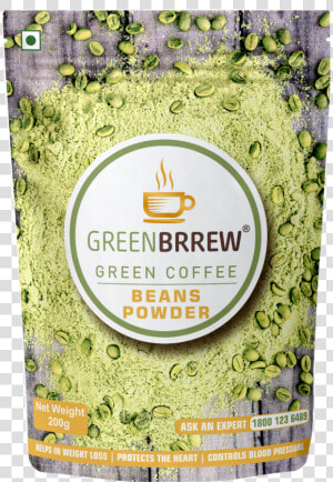 Greenbrrew Organic Unroasted Green Coffee Beans Powder   Coffee Bean  HD Png Download