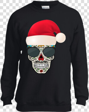 Sugar Skull With Christmas Santa Hat Day Of The Dead   You Ll Float Too Shirt  HD Png Download