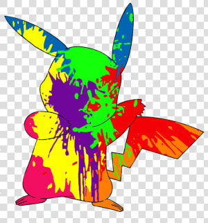 Paint Splatter Pikachu By Backapple   Trippy Pikachu  HD Png Download