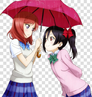 Two Of Us  Under The Umbrella  Maki And Nico Looking   Love Live Nico And Maki  HD Png Download