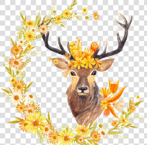 Transparent Antlers Clipart   Watercolor Fall Clipart Free  HD Png Download