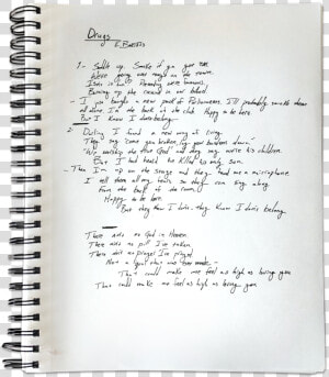 Drugs Lyricsheet Notebook   My Time Evan Bartels Lyrics  HD Png Download