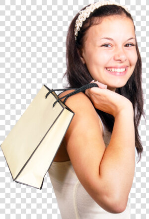 Happy Smiling Woman Hold Shopping Bag Png Image   Woman With Shopping Bag Png  Transparent Png