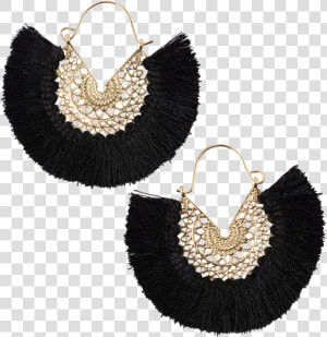  black Fringe Fan Earrings   Earrings  HD Png Download