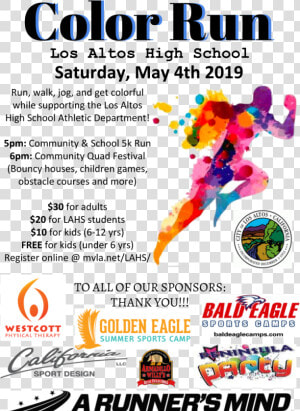 2019 Color Run City Wide Poster With Sponsors   Logo Design Physical Education Logo  HD Png Download