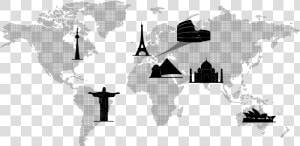 World Icons On Map   World Map  HD Png Download